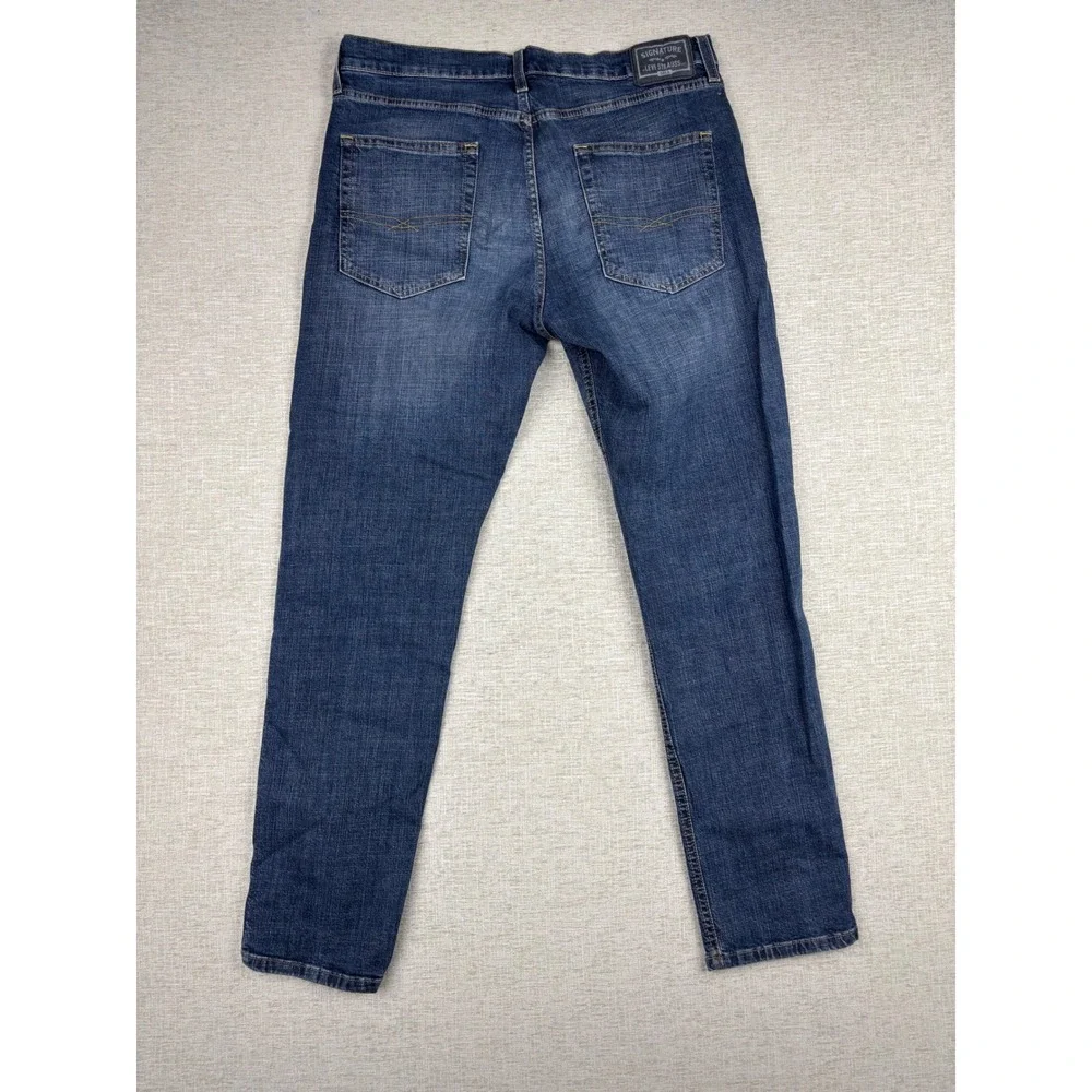 Signature Levi Strauss Men's 36x29 Gold Label Regular Taper Blue Dark Wash Jeans